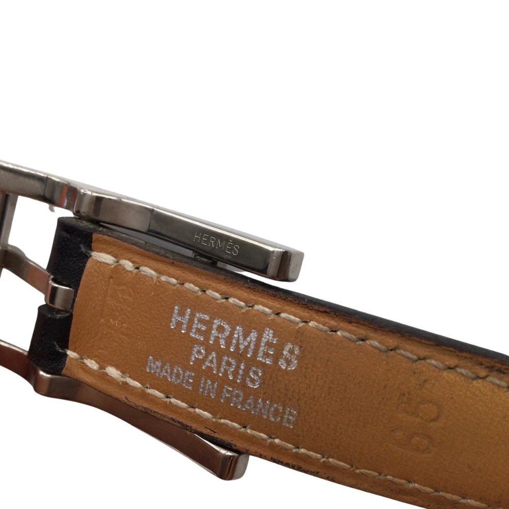 Hermès Black / Silver Signature H Buckle Thin Leather Belt - Picture 7 of 10